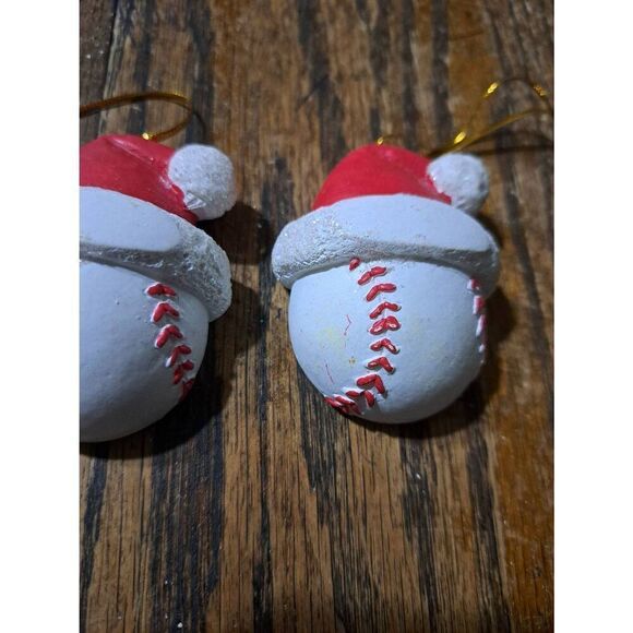 Lot 5 Football Baseball Sports Christmas Holiday Tree Ornaments to Personalize - Picture 5 of 5